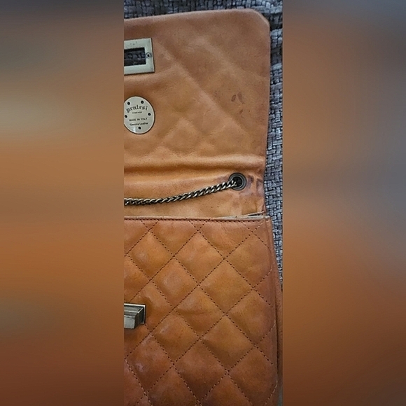 🌟Pratesi Firenze Saddle Leather Satchel Quilted Chanel Like Purse- Italy 🌟 - Picture 5 of 12